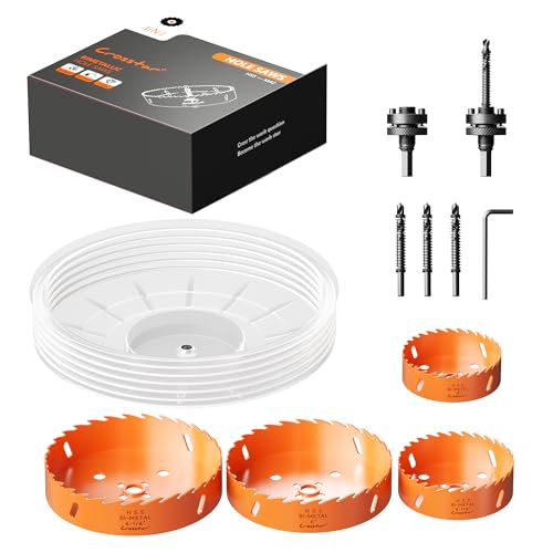 Crosstar 12Pcs Hole Saw Kit for Recessed Lights, with Dust Bowl Catcher