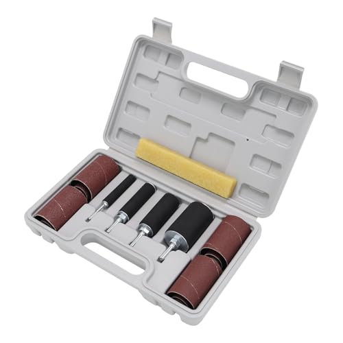 2-1/2’’Sanding Drum and Sleeves Set with 1/4’’, 1/8’’Shank and Sandpaper Cleaning Stick-Eraser, Drill Sanding Kit for Sanding Polishing Multiple Materials Wood Fiberglass Metal, 80, 120 Grit-21PCS - size: Length: 2-1/2'' (sanding drums & sleeves)