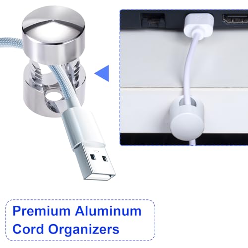 SmallCat 3 Sets Charger Holders for Cords, Cable Anchor Holders, 3 Styles - color: Gold, White, Silver, size: 3 Sets