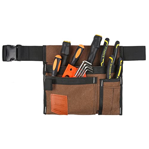 VIDAR TOOLS 6-Pocket Single Side Tool Belt Pouch/Utility Belt/Work Apron for Carpenter and Gardener.Durable Canvas Construction.Comfortable Adjustable Belt.Light Weight.TAN