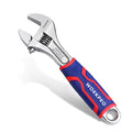 WORKPRO 8-Inch Adjustable Wrench, Wide Jaw, Metric/SAE Scales | Rubber Anti-Slip Grip, Premium Cr-V Steel, Chrome-Plated Finish for Strength and Corrosion Resistance - size: 8 inch