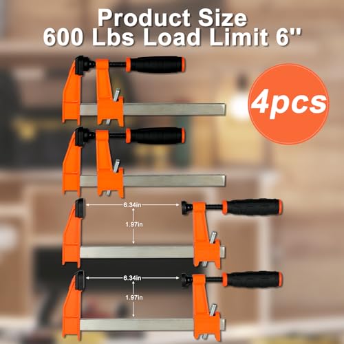 6 Inch F-Style Bar Clamps, 4-Pack, for Woodworking - color: Orange 4 Pack-6 Inch