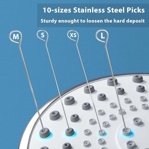 Lumkew Multiplesize Shower Head Cleaner Tool, Shower Head Cleaning Brushes Small Hole, Showerhead Cleaner Picks Unclogging Tiny Nozzle Little Gaps 3D Printer Opening, Orange
