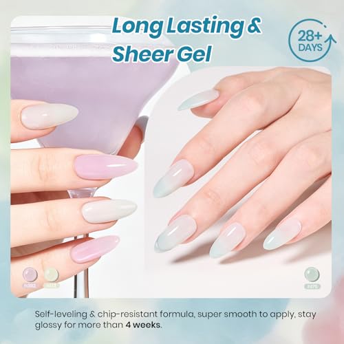 Beetles Jelly Gel Nail Polish Set, Silent Meditation 6 Colors Neutral Gel - color: B - Sheer | Silent Meditation