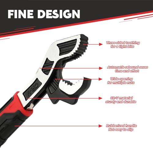 4PCS Multifunctional Adjustable Wrench, Automatic Size Adjustment Self-locking Wrench, 7-43mm Spring QuickWrench, Suitable for Pipeline Maintenance, Can Replace RatchetWrench, Pipe Clamp, etc. - size: 4-Piece Set (6, 8, 10, 12 inch)