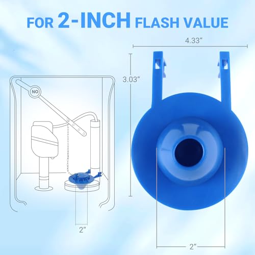 Universal Toilet Flapper Replacement 2 Inch - Compatible with Most American Standard Kohler Fluidmaster Toto Gerber Toilets Tank Water Saving Rubber Flush Valve Flapper with Stainless Chain Blue 1Pack - style: 2 inch-1 Pack
