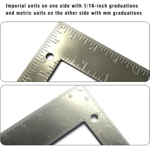 Professional 8x12 Inch Carpenter Square - Heavy-Duty Carbon Steel Framing Tool with Dual-Scale (Imperial/Metric), Rust-Resistant Right Angle Ruler for Carpentry, Roofing & Layouts - color: Silver
