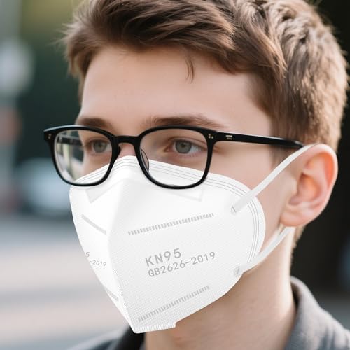 LEMENT KN95 Face Masks,100 Pack Breathable Cup Dust Masks For Adults, White - color: Adult-100 Pack-white