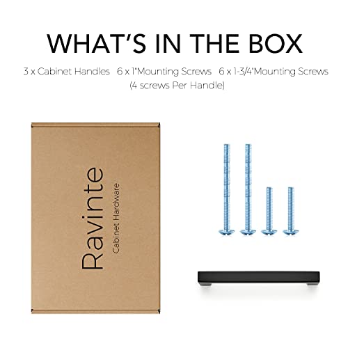 Ravinte Matte Black Cabinet Handles Square Pulls 4-1/2 Inch 3 Pack - size: 5 Inch (4-1/2 Inch Hole Center)