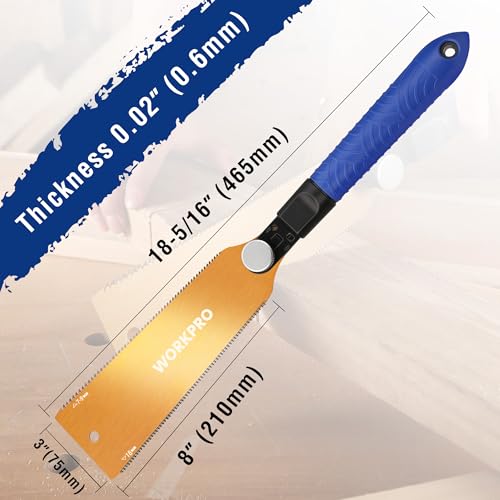 WORKPRO 8'' Japanese Pull Saw, Double-Edged Hand Saw with 7-9&18 TPI - size: 8'' - Wide Head