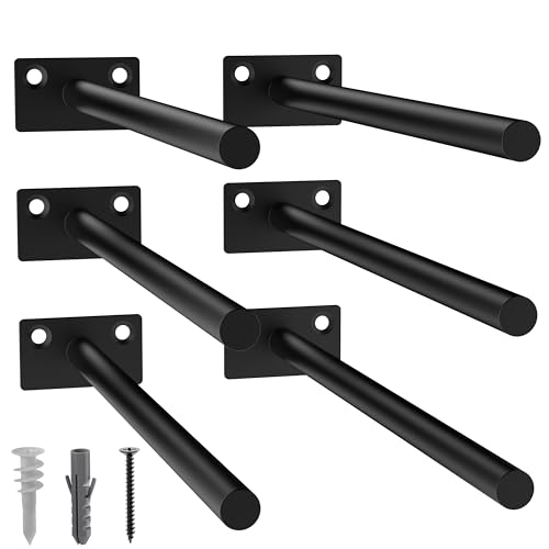 6-Pack 10 inch Floating Shelf Brackets, Hidden Shelf Bracket for Wood - color: Black-6Pack, size: 10 Inch