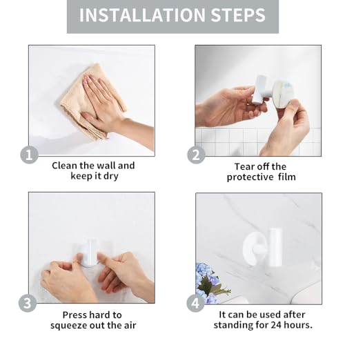 Vuzvuv White Adhesive Stainless Steel Self-Adhesive Towel Hook (2-Pack) | SUS304, Self-Adhesive, Heavy Duty, Waterproof, Wall Hooks for Towel Coat Robe in Bathroom Kitchen Hotel - color: White-2 Pcs