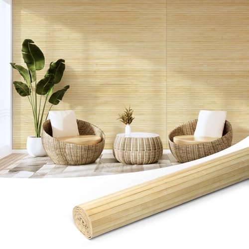 Art3d 48 x 96 in Pole Wrap Natural Bamboo Wall Panel, 1-Pack, Raw - color: Raw, size: 1-48 inches x 96 inches