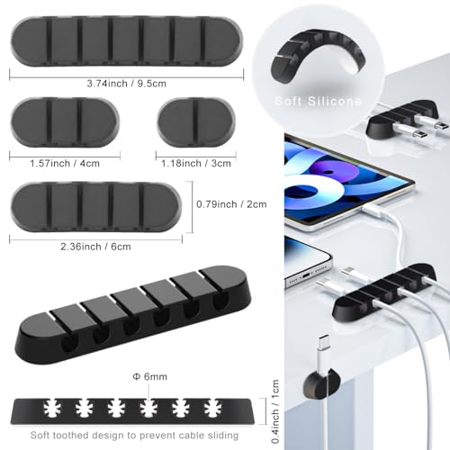ZIIYAN 163 PCS Cable Management Kit, 3 Wire Organizer Sleeve, 8 Self Adhesive Cable Holder, 25 Cord Clips, 20+2 Roll Reusable Cable Straps and 100 Fastening Cable Ties for Computer TV Under Desk