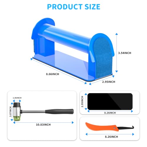 2026 Upgraded Floor Gap Fixer Tool for Laminate, Vinyl Plank, Hardwood –Iron Construction Heavy Duty Floor Gap Repair Tool with Extended Striking Area, Sticky Pads, Quiet Felt Pad & Hammer (Blue) - color: Blue