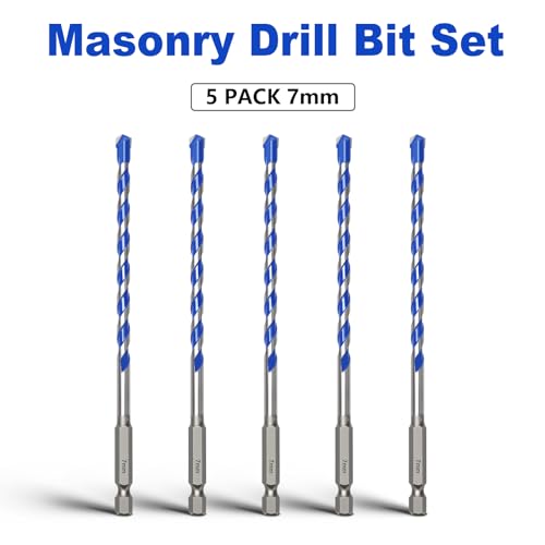 5 Pack 9/32 inch (7mm) Concrete Drill Bit Set, Masonry Drill Bit Set - style: 9/32"（5 Pcs）