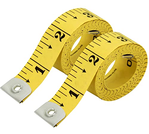 Flexible Tape Measure Pack of 2, Accurate Dual Scale Standard & Metric Measurements Tape,Soft Measuring Tape for Body, Weight Loss Sewing Tailor Craft Ruler,Blue,150cm/60 inch - color: Yellow / 2 Pack