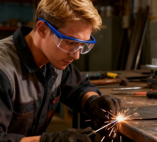 Safety Glasses, Clear Anti-Fog Protective Goggles, Lightweight Industrial Eye Protection (4 Pack)
