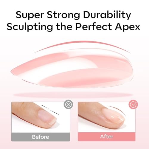 modelones Builder Rubber Gel Base Coat for Nails, Jelly Pink Rubber Base Gel Nail Polish for Strengthen Apex Building Extension Protect Weak Nails Long Last U V Manicure Gift for Women - color: Rubber Base Coat Bubble Pink