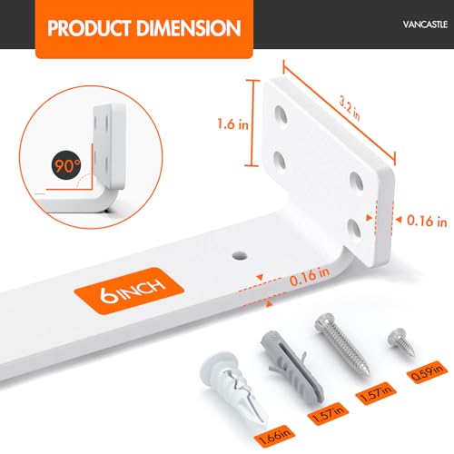 VANCASTLE Shelf Bracket, Floating Shelf Bracket 6 Inch , 6 Pack - size: 6 Inch