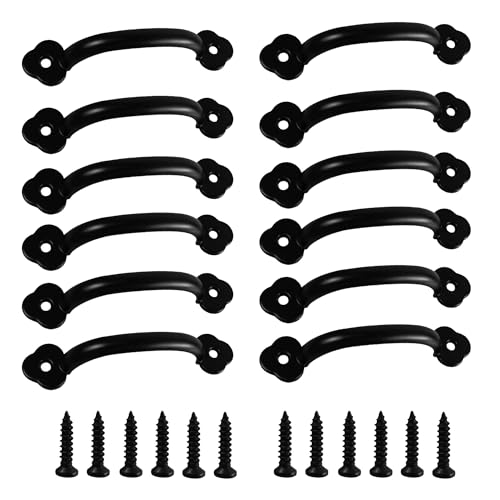 Septe Rustic Door Handles,Pull Handles for cabinets and Drawers,Black 4 Inch Length,with Screws,12Pcs - size: 4 Inch