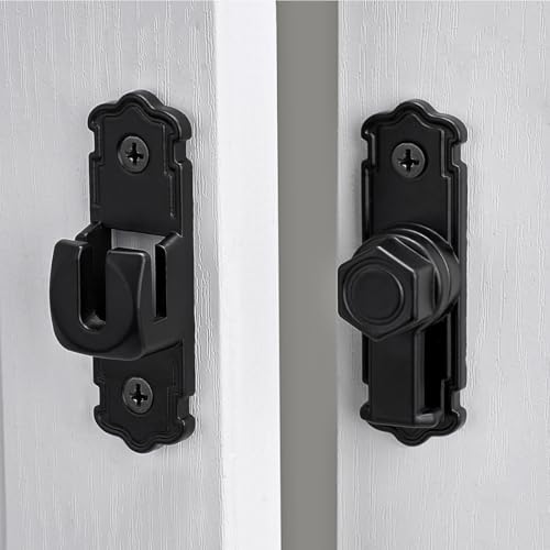 Black 90/180 Degree Barn Door Latches,Aluminum Alloy Flip Latch - color: Black