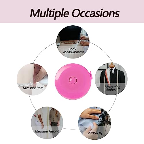3 Pack Tape Measures Retractable Measuring Tape for Body, 60-Inch 1.5 Meter Dual Sided Flexible Ruler for Medical Craft Fabric Cloth Sewing Tailor Weight Loss Body Measuring Tape (Blue, Purple, Pink) - color: Blue,Pink,Purple