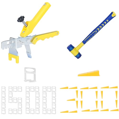 1/16 Inch Tile Leveling System Kit - 1500 Spacers & 300 Reusable Wedges with Floor Tiles Pliers - Professional Stone & Ceramic Tile Installation Tools (300+1500, 1/16) - size: 1/16