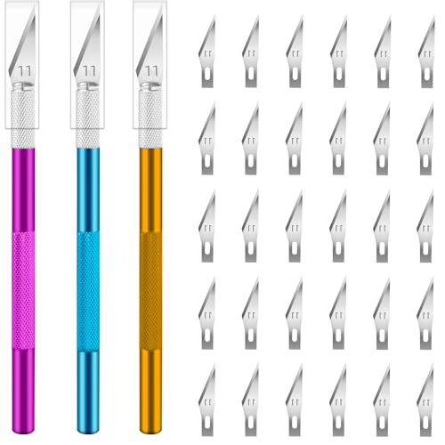 JETMORE Exacto Knife Set, Craft Knife with 30#11 Blades for Scrapbooking - color: Purple-gold-blue-33pcs