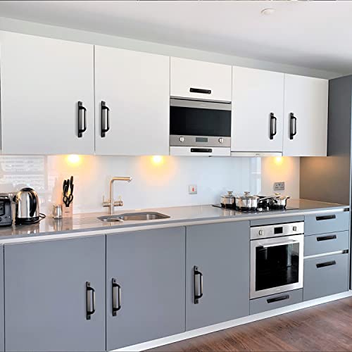 2 Pack 5 Inch 128 mm Matte Black Square Cabinet Handles with Base Plate Aluminum Cabinet Pulls Drawer Pulls - color: FlatBlack, size: 5 Inch
