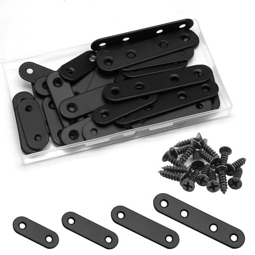 Jiozermi 30 Sets Flat Plate Straight Bracket, 40mm/50mm/60mm/80mm - size: Black，40mm/50mm/60mm/80mm，30Pcs