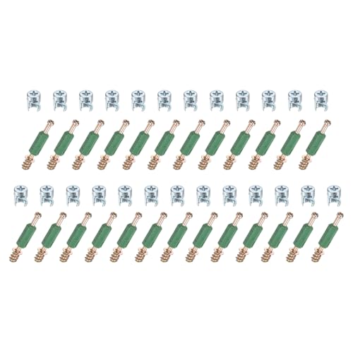 uxcell 25Set 8x11.3mm Cam Locking Screws with M6x40mm Furniture Connecting Fitting, Cam Bolts Dowels for Splicing Assembly of Table Cabinets, Green - size: M6x40mm