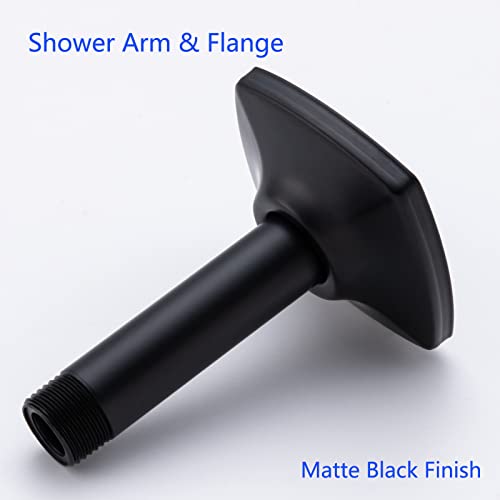 Shower Arm 4 Inches Ceiling Mount Replacement Rain Straight Arm Ceiling-Mounted For Fixed Shower Head & High Pressure Rain Matte Black,SW-91038-4MB. - color: R-angle Square Flange-4" Matte Black