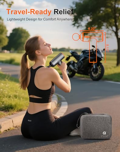 arboleaf Thermal Massage Gun Deep Tissue with Heat 6 Replacements | Handheld Muscle Percussion Massager with Full-Metal Head, For Athletes Pain Relief, Relax, Gifts for Men and Women - color: Black