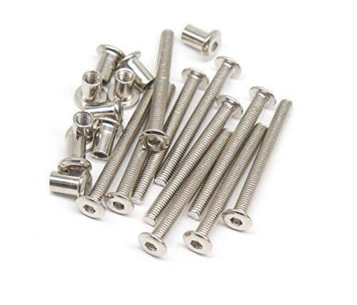 10-Pack M6x45mm Rivet Countersunk Hex Socket Cap Bolts and Hex Head Barrel Nuts for Furniture Cribs Chairs, Nickel Plated - size: M6 x 45mm 10-Pack