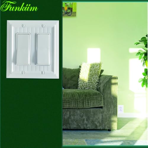 Pure White Classic Beadboard Wall Plates,Light Switch Covers,Electrical Outlet Covers, Switch Plates of Various Combination, Nature Bamboo Fiber Wall plate (2 Gang Decorator 2 Pack) - style: 2 Gang Decorator 2 Pack