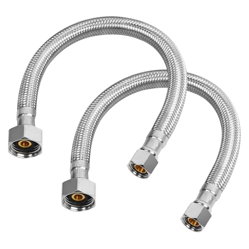 12" Faucet Supply Line, 3/8 inch Comp x 1/2 inch FIP Faucet Connector, Braided Stainless Steel Faucet Hose for Bathroom Sink and Kitchen, Leak-Resistant cUPC Certified Water Supply Line, 2 Pack - size: 12inch