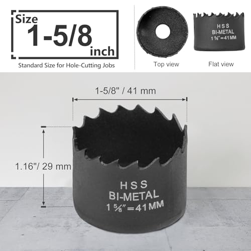 1-5/8 Inch Hole Saw with 9.1mm Triangle Shank Arbor, JTemgle Bi-Metal Hole Saw Heavy Duty Hole Cutting Tool for Cornhole Boards, Recessed Lights, Wood, Plastic, Drywall & Soft Metal - size: 1-5/8"