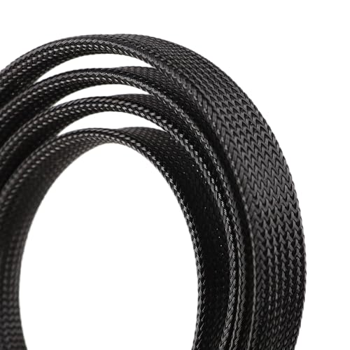 25ft PET Expandable Braided Cable Sleeve 1/3inch(8mm) Pet Braided Cable Sleeve for Audio Video Device Wire Automotive Wire (Black) - color: Black, size: 8mm"(1/3 inch)