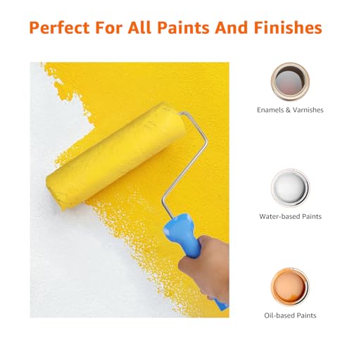 Amazon Basics Microfiber Paint Roller Covers for Painting Walls, Smooth Finish, Washable, 9" x 3/8", 6-Pack - size: 6 Pack