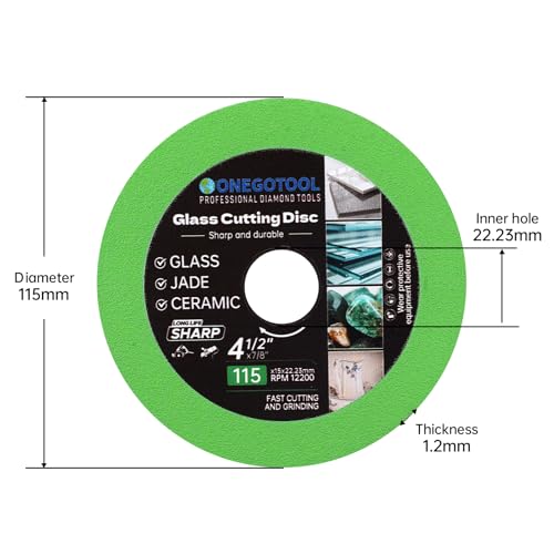 4-1/2x7/8 inch Tile Cutter Glass Cutting Disc for Angle Grinder Glass Ceramic Diamond Cutting Blade Disc for Grinding Jade, Crystal, Wine Bottles. (3PCS) - size: 4-1/2"