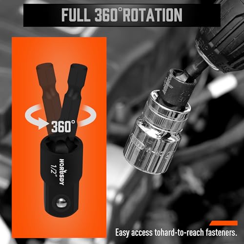 Impact Drill Socket Adapter Set and Universal Joints Socket Set 9-Piece 1/4" 3/8" and 1/2" Driver Socket Adapter, Power Drill - color: 9 Pcs Black Universal Joints