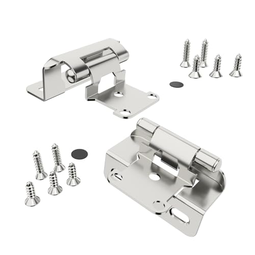 Chibery 10 Pack | 1/2 inch Overlay Semi Partial Wrap Around Cabinet Hinges, Self Closing Face Frame Variable Decorative Replacement, Kitchen Hardware, with Screw & Quiet Bumper (Satin Nickel) - color: Satin Nickel