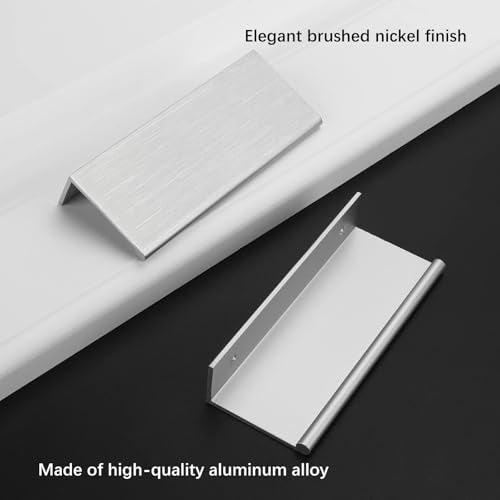Rergy 10 Pack 2-1/2" Cabinet Pulls Brushed Nickel Finger Pulls for Cabinets - color: Brushed Nickel, size: Hole Center: 2-1/2in(64mm)