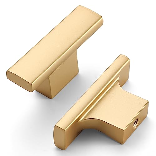 Asidrama 10 Pack Brushed Gold Kitchen Cabinet Knobs - Dresser & Drawer Knobs - Zinc Cabinet Hardware - color: Gold, style: 10 Pack