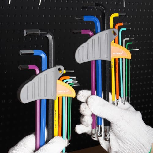 MULWARK 28 PCS Allen Key Set, Long Arm Ball End Hex Key Wrench Set with T-Handle | SAE 1/16–3/8, Metric 1.5–10mm, Torx T10–T50 | S2 Steel Allen Wrenches Set - style: 28 pcs Metric SAE Torx