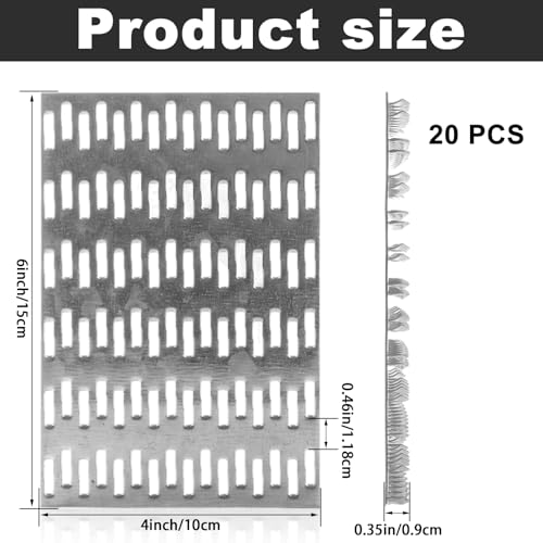 20 Pack 4 x 6 Inch Pronged Truss Plates, Galvanized Steel, 9 MM Tines - size: 4 x 6 INCH
