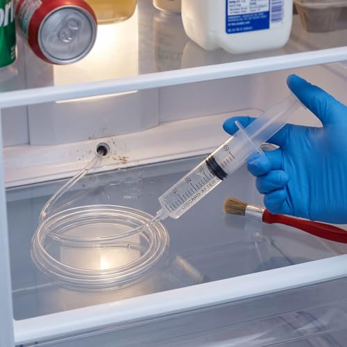 Gisafai 3 Pcs Refrigerator Cleaning Kit with Syringe Compatible with Water Line for 1.5m Flexible Refrigerator Scrub Brush Flexible Feeding Tube Brush for Ice Maker Dispenser (45'' Ice Water Tube) - size: 45'' Ice Water Tube