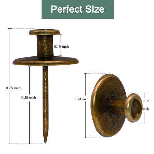 50 PCS Push Pins Picture Hanger Hooks, Double Headed Nails Push Pin Thumbtacks for Wall Hangings Picture, Decorative Small Hook Pins for Drywall Cork Board Home Office Photo Decorations (Bronze) - style: Bronze