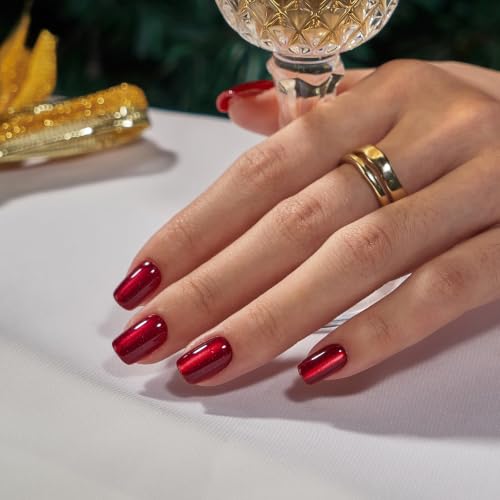 BTArtbox Press On Nails, Hot Love, Short Square, Red Cat Eye, 32Ct - color: A1-Hot Love